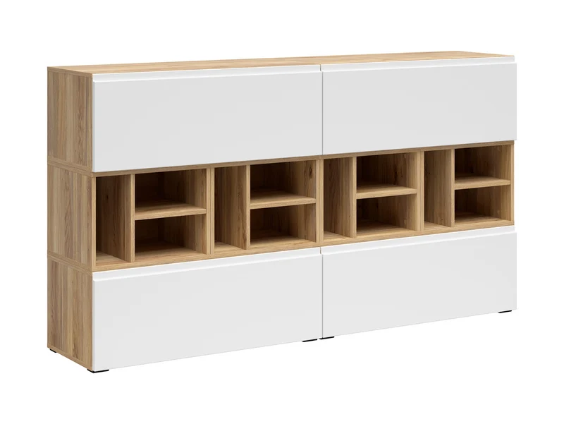 Leno Cabinet Set 90+45cm | Wall-Mounted or Freestanding | Mauvella Oak & White Super Matt | 135cm