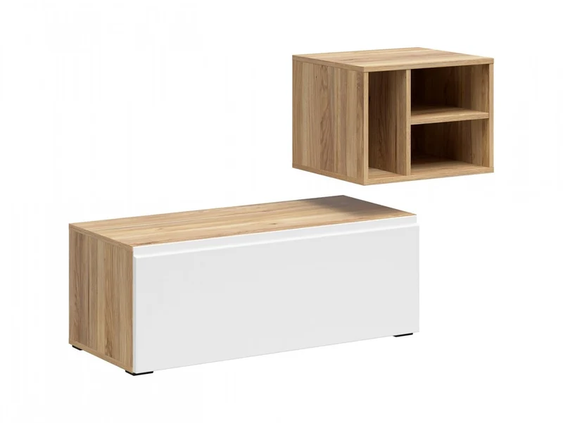 Leno Cabinet Set 90+45cm | Wall-Mounted or Freestanding | Mauvella Oak & White Super Matt | 135cm