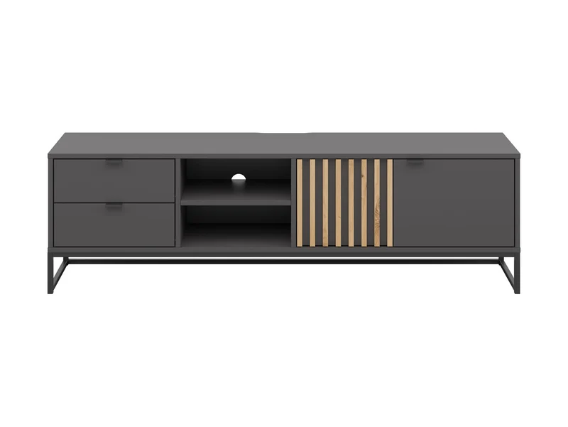 Phil TV Unit 176cm | 2 Doors, 2 Drawers & Open Shelves | Artisan Oak & Anthracite | Metal Frame