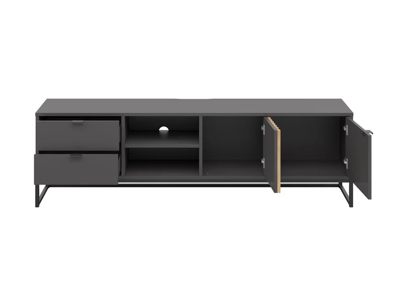 Phil TV Unit 176cm | 2 Doors, 2 Drawers & Open Shelves | Artisan Oak & Anthracite | Metal Frame