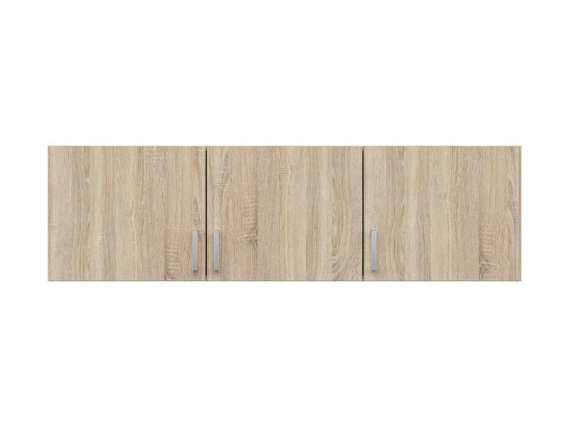 Brando 3 Wardrobe Top Unit 136 cm – Sonoma Oak & Textile, 3 Doors, Silver Handles