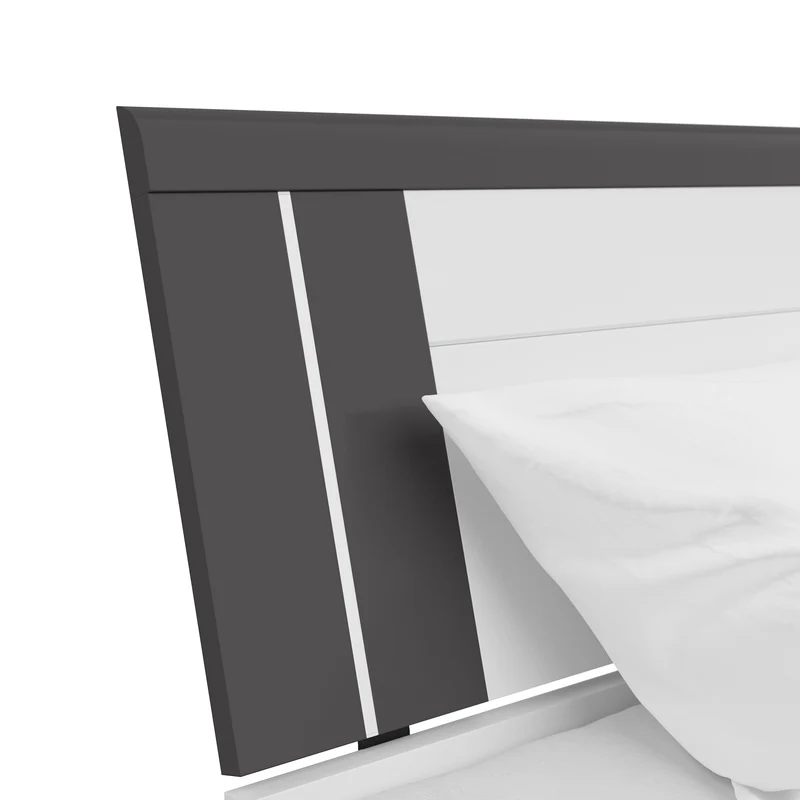 Saturn Bed 160×200 cm – White & Graphite, 3 Drawers, Under-Bed Storage (Mattress Not Included)