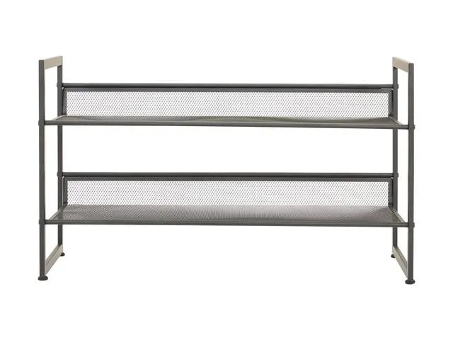 Menola Metal Shoe Rack – 2 Shelves | Black | 72×40×30 cm | Hallway & Narrow Spaces | Also in 3 & 4 Shelf Versions