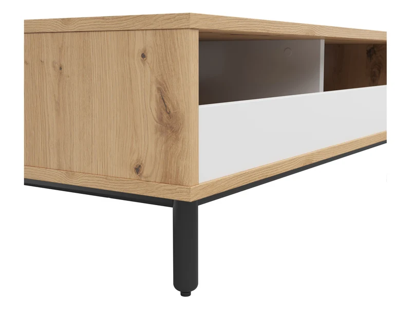 Gap Scandi Coffee Table – Artisan Oak, White & Black | Under-Shelf Storage | 110×60×38 cm | Living Room