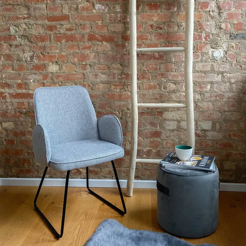 Samt-Hocker | Daisy in grau
