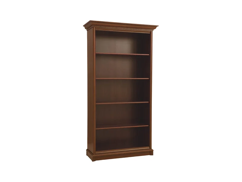 Kent Open Bookcase 110 cm – Chestnut, Carved Crown Detail, Modular System