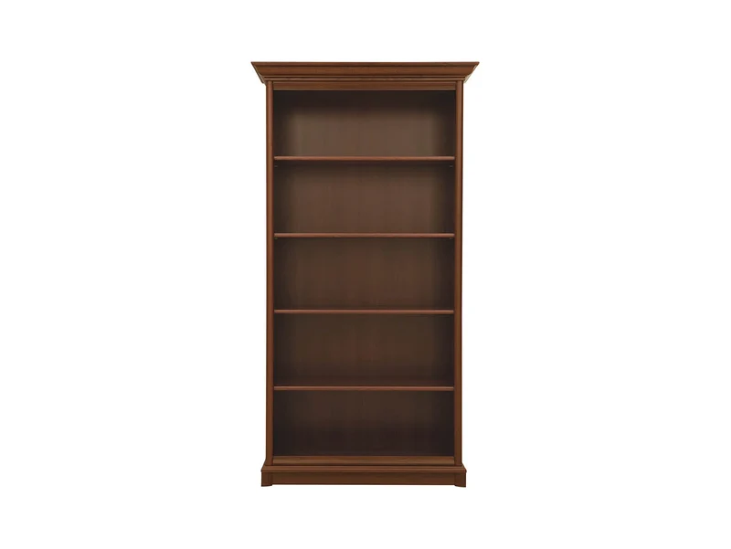 Kent Open Bookcase 110 cm – Chestnut, Carved Crown Detail, Modular System