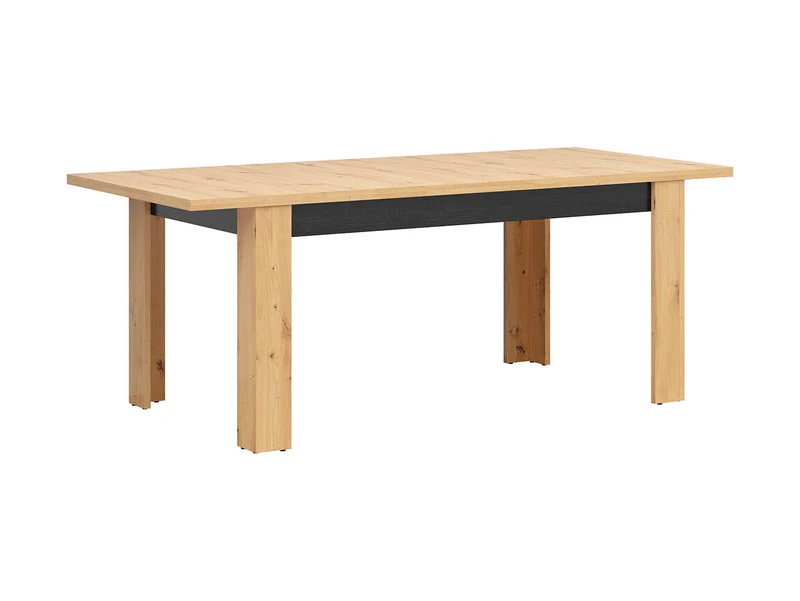Ostia Extendable Dining Table 160–200 cm – Artisan Oak & Black Oak, L-Shaped Legs