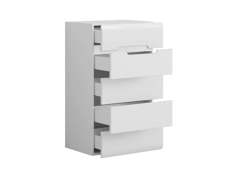 Azteca Trio Chest of Drawers 60 cm – White & White Gloss, 5 Soft-Close Drawers, Handleless