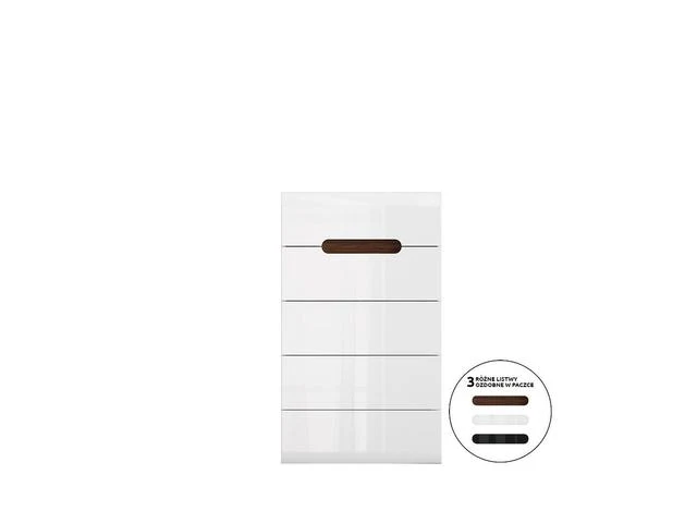Azteca Trio Chest of Drawers 60 cm – White & White Gloss, 5 Soft-Close Drawers, Handleless