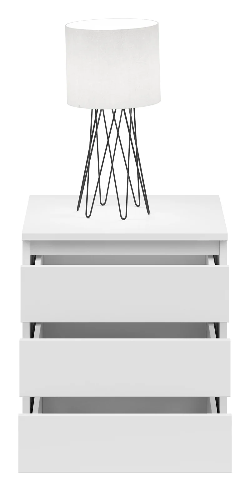 Saturn Bedside Table with 3 Drawers – White