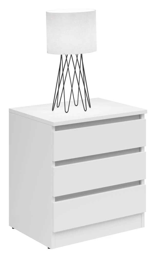 Saturn Bedside Table with 3 Drawers – White