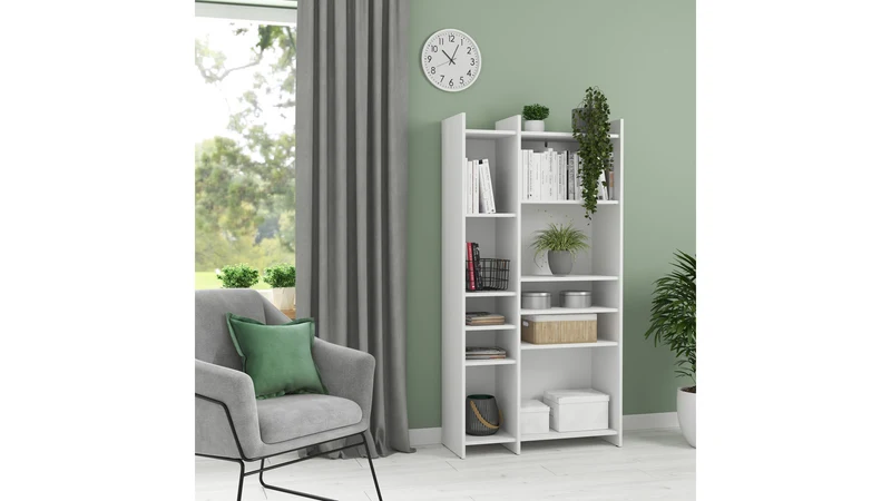 Benny Geometric Bookcase 80 cm – White | Open Display Shelving