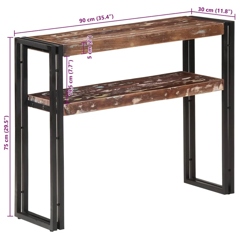 Konsolentisch 90x30x75 cm Altholz Massiv