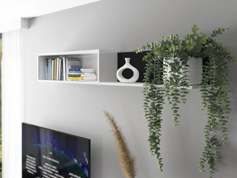 Forn Floating Wall Shelf 156 cm – White Gloss, 2 Compartments