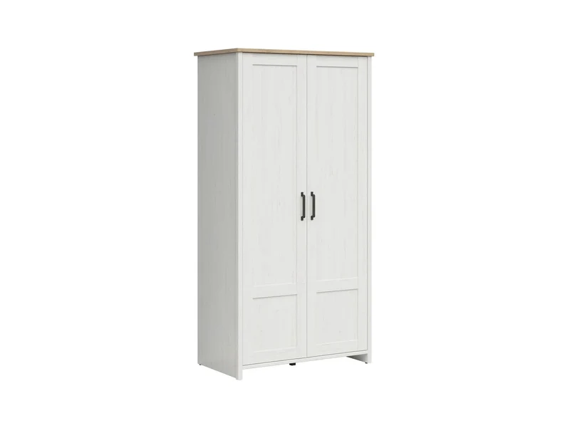 Loksa 2-Door Wardrobe – Andersen Pine White & Grandson Oak, 101.5 cm