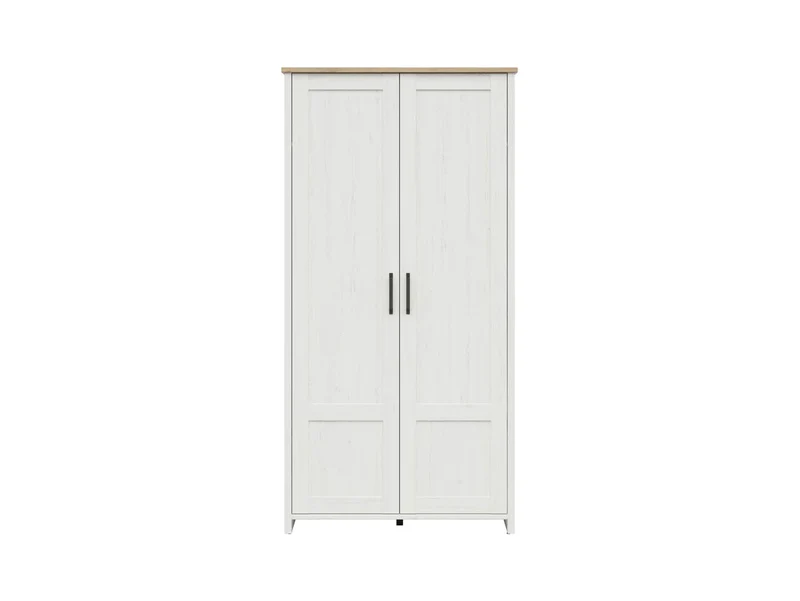 Loksa 2-Door Wardrobe – Andersen Pine White & Grandson Oak, 101.5 cm
