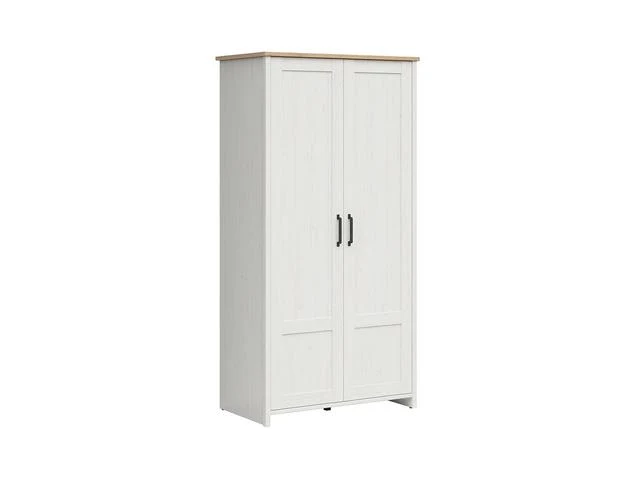 Loksa 2-Door Wardrobe – Andersen Pine White & Grandson Oak, 101.5 cm