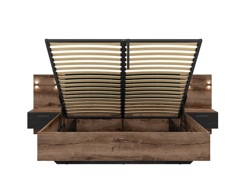 Kassel Bed 160×200 cm + Merida Mattress Set – Monastery Oak & Black