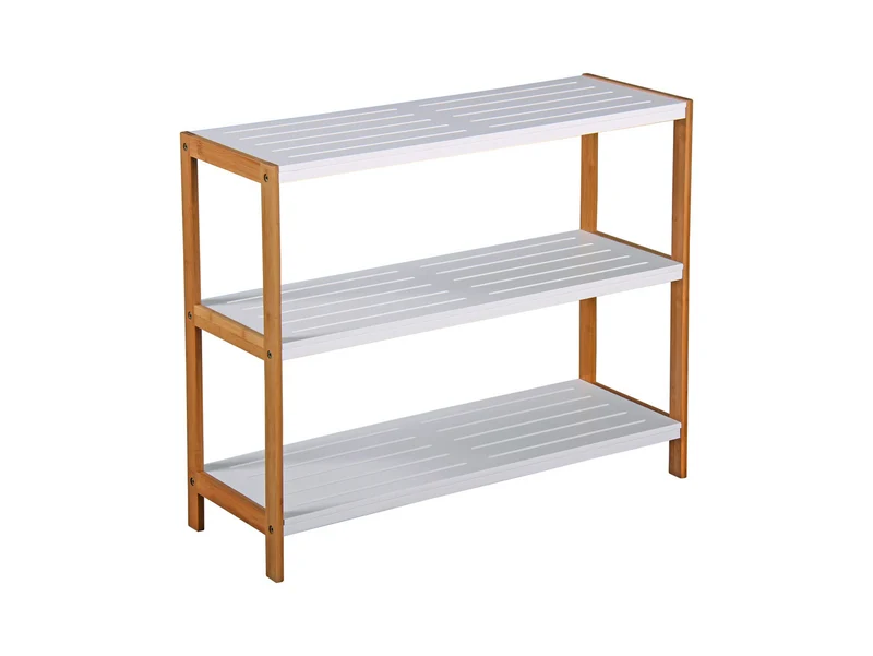 Jenny Bamboo Shoe Rack 3-Tier – Bamboo & White, 70 cm