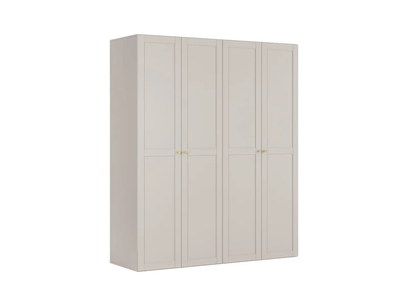 Flex Modular Wardrobe 200 cm – 4 Doors, Cashmere & Gold Handles, 10-Year Warranty