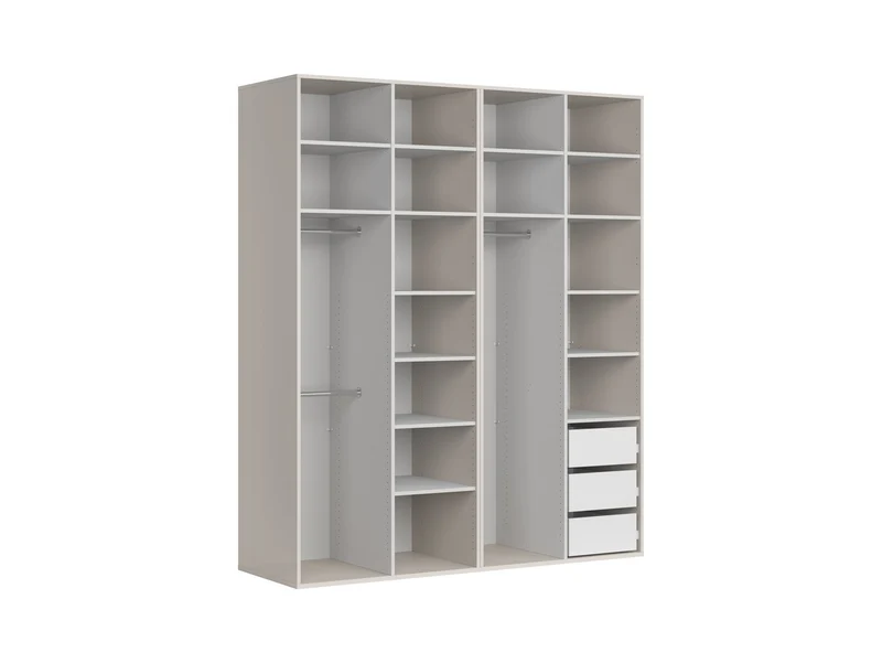 Flex Modular Wardrobe 200 cm – 4 Doors, Cashmere & Gold Handles, 10-Year Warranty