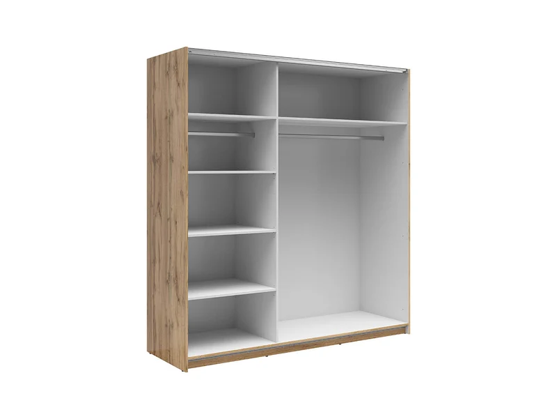 Tetrix Sliding Door Wardrobe 183 cm – Mirror Doors, Wotan Oak