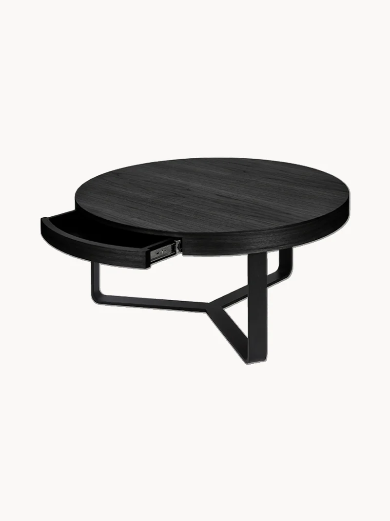 Harry Couchtisch rund mit Schublade – Ø 80 cm, H 37 cm, Eichenfurnier