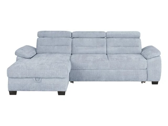 Aguda Corner Sofa Bed | Dolphin Mechanism, 3 Adjustable Headrests & Storage | 269x175cm | 133x210cm Sleep