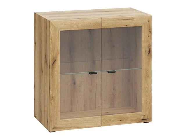 System 64 Display Cabinet | 2 Glass-Panel Doors & Glass Shelf | Coast Evoke Oak | 64x64x35cm