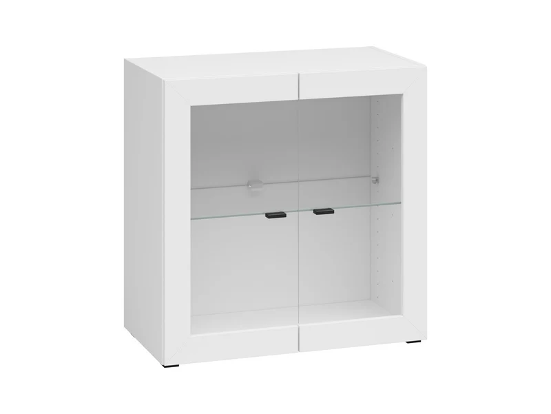 System 64 Display Cabinet | 2 Glass-Panel Doors & Glass Shelf | White | 64x64x35cm | Modular