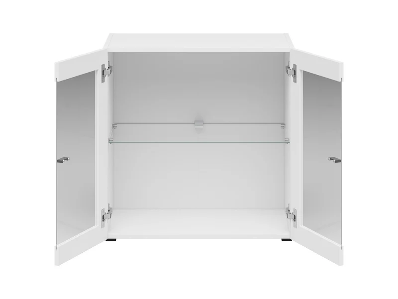 System 64 Display Cabinet | 2 Glass-Panel Doors & Glass Shelf | White | 64x64x35cm | Modular