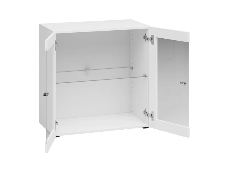 System 64 Display Cabinet | 2 Glass-Panel Doors & Glass Shelf | White | 64x64x35cm | Modular