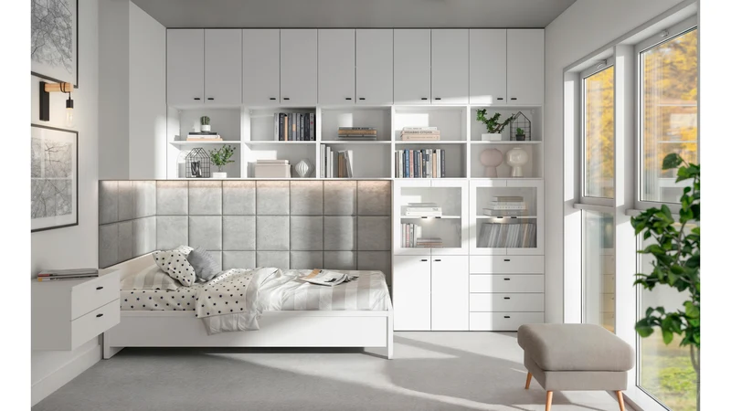 System 64 Display Cabinet | 2 Glass-Panel Doors & Glass Shelf | White | 64x64x35cm | Modular