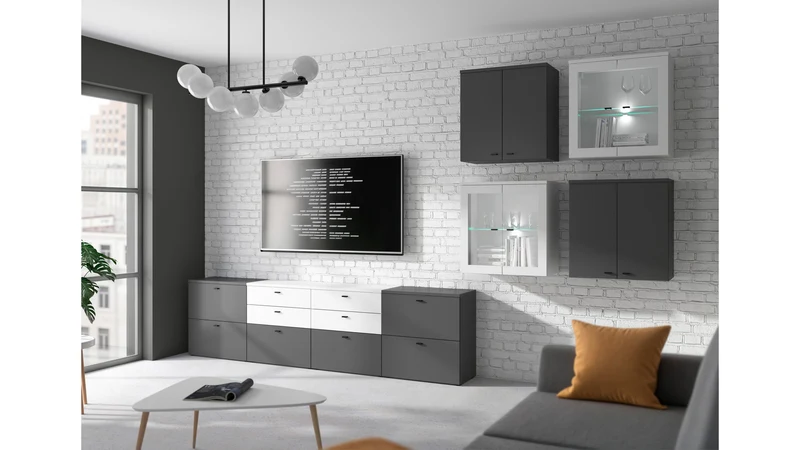 System 64 Display Cabinet | 2 Glass-Panel Doors & Glass Shelf | White | 64x64x35cm | Modular