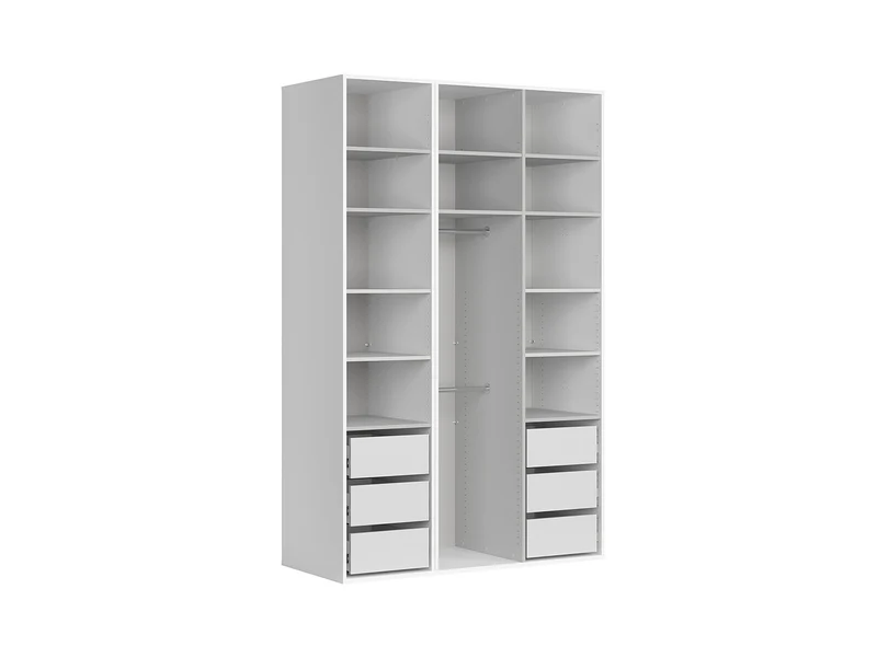 Flex Open Wardrobe Set 150cm | White | 12 Compartments, 6 Drawers & 2 Hanging Rails | 150x240x66cm
