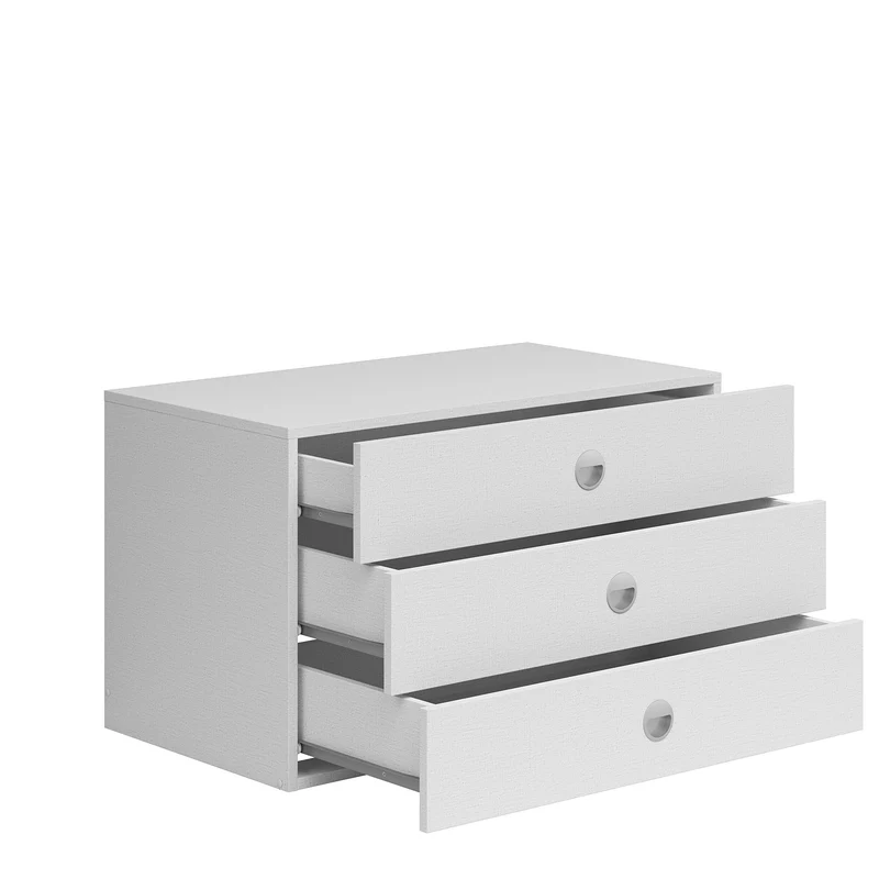 Osaka Wardrobe Drawer Unit 83 cm – Grey Canvas, 3 Drawers, Underwear & Accessories Storage