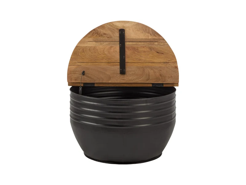 Lea Round Coffee Table 75 cm – Mango Wood Top, Black Metal Base, 100 kg Capacity
