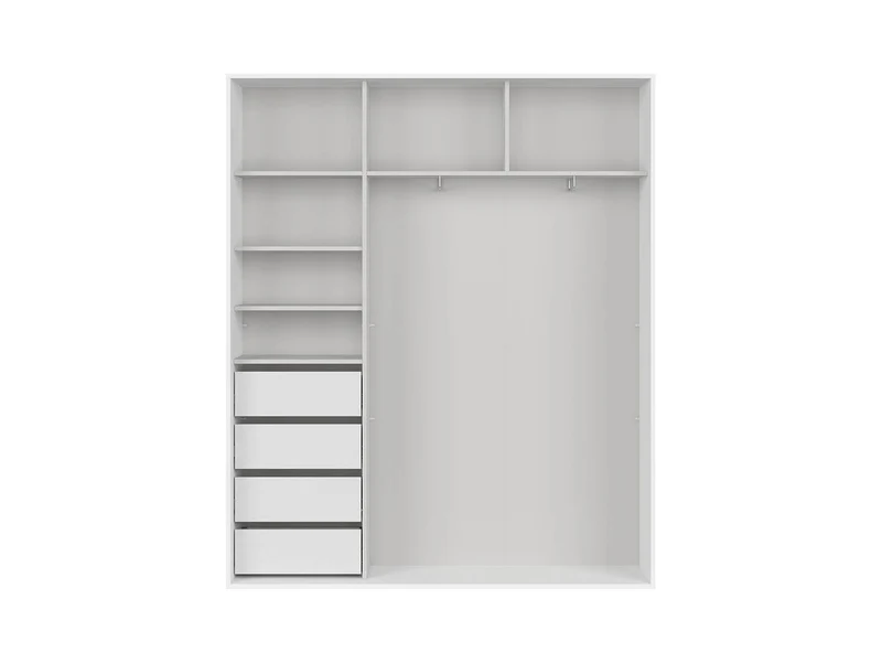 Flex Sliding Wardrobe 180 cm – White, 4 Soft-Close Drawers, 2 Rails, 5 Shelves, 10-Year Warranty