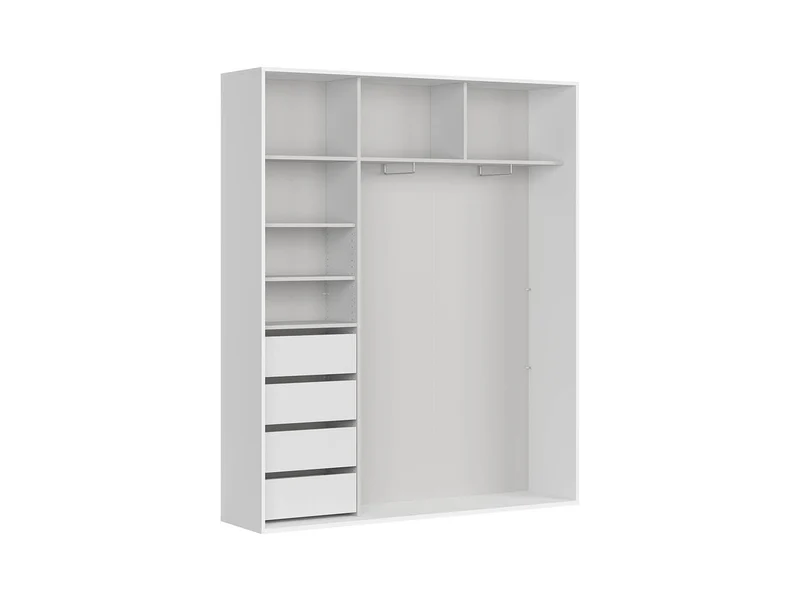 Flex Sliding Wardrobe 180 cm – White, 4 Soft-Close Drawers, 2 Rails, 5 Shelves, 10-Year Warranty
