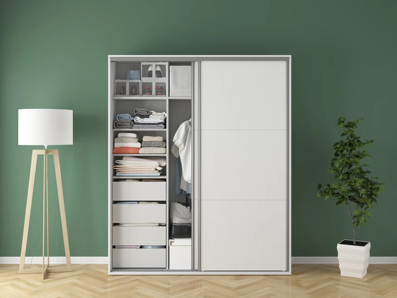 Flex Sliding Wardrobe 180 cm – White, 4 Soft-Close Drawers, 2 Rails, 5 Shelves, 10-Year Warranty
