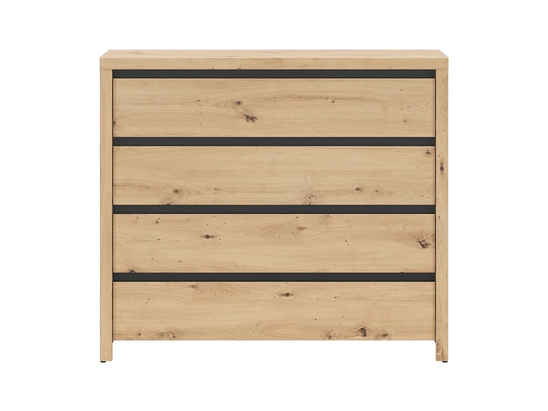 Larios Chest of Drawers 105 cm – Artisan Oak & Black Trim | Angled Drawer Fronts | Wide Top Surface | 105×91×40 cm