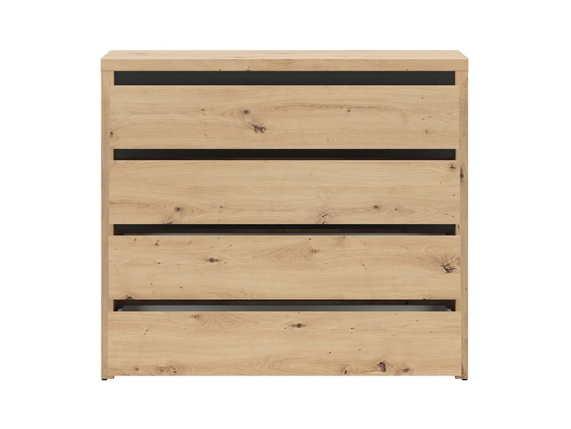 Larios Chest of Drawers 105 cm – Artisan Oak & Black Trim | Angled Drawer Fronts | Wide Top Surface | 105×91×40 cm