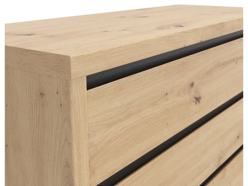 Larios Chest of Drawers 105 cm – Artisan Oak & Black Trim | Angled Drawer Fronts | Wide Top Surface | 105×91×40 cm