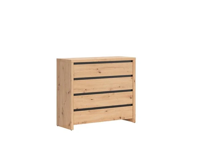 Larios Chest of Drawers 105 cm – Artisan Oak & Black Trim | Angled Drawer Fronts | Wide Top Surface | 105×91×40 cm