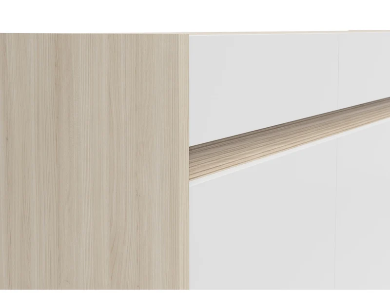 Kim Wide Sideboard 173.5 cm – Light Riva Oak & White | 3 Doors & 2 Drawers | LED-Lit Routed Detail | 173.5×81×42 cm