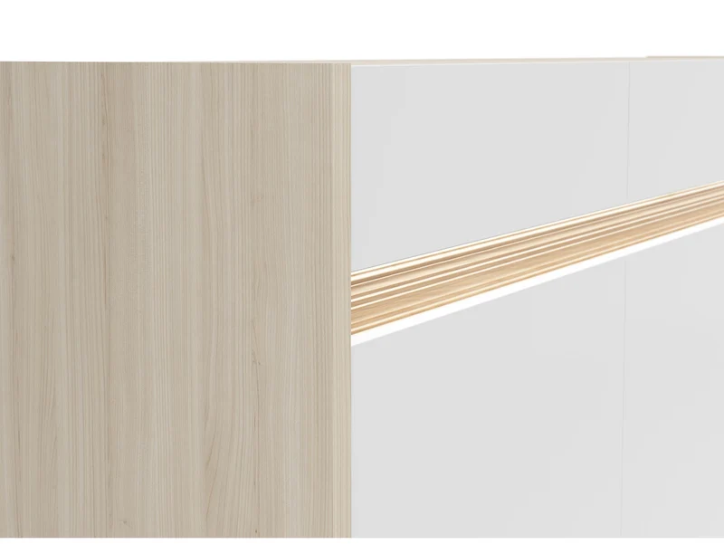 Kim Wide Sideboard 173.5 cm – Light Riva Oak & White | 3 Doors & 2 Drawers | LED-Lit Routed Detail | 173.5×81×42 cm