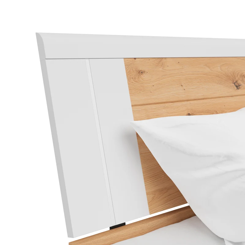 Saturn Bed 160×200 cm – Artisan Oak & White | 3 Built-In Drawers | Tall Headboard 97 cm | 5 Colour Options | Mattress Not Included