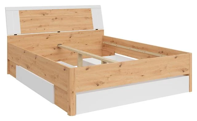 Saturn Bed 160×200 cm – Artisan Oak & White | 3 Built-In Drawers | Tall Headboard 97 cm | 5 Colour Options | Mattress Not Included