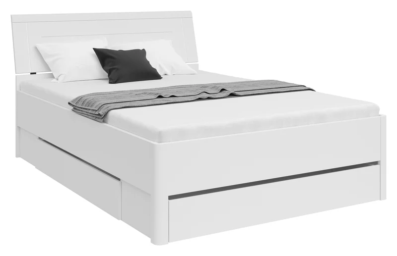 Saturn Bed 140 – Double Bed with 3 Storage Drawers | White | 140×200 cm